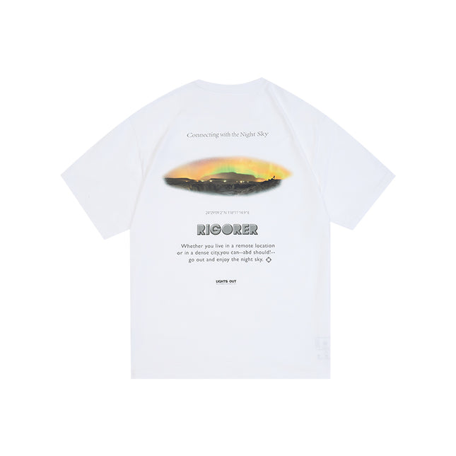 Polera manga corta cuello redondo estampada
