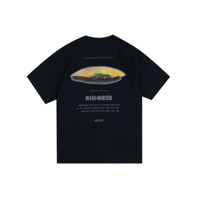 Polera manga corta cuello redondo estampada