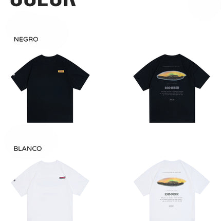 Polera manga corta cuello redondo estampada