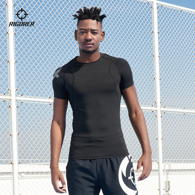 camiseta de compresión manga corta negro