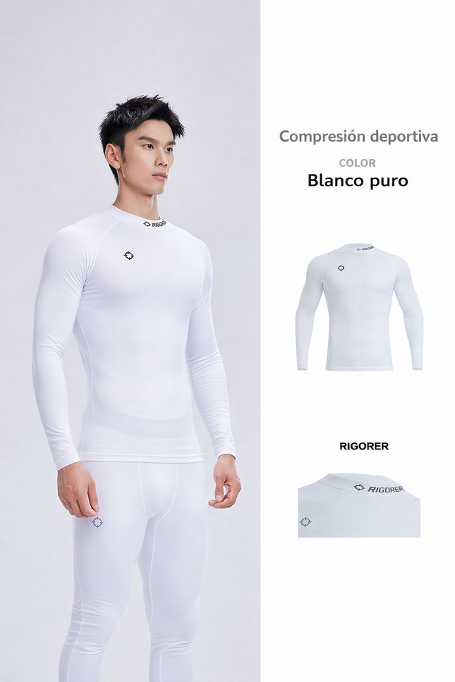 polera compresión manga larga blanca
