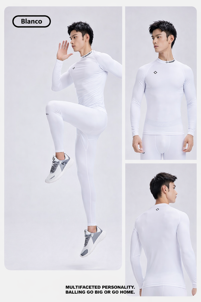 polera compresión manga larga blanca