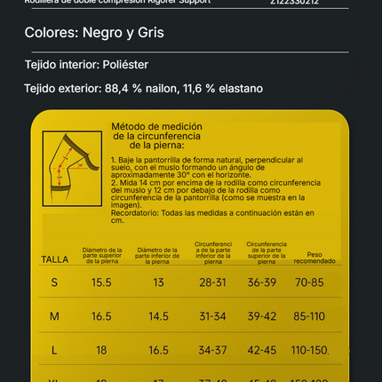 Rodillera de Doble Compresión Rigorer