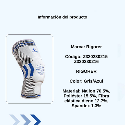 Rodillera deportiva para soporte y protección Rigorer