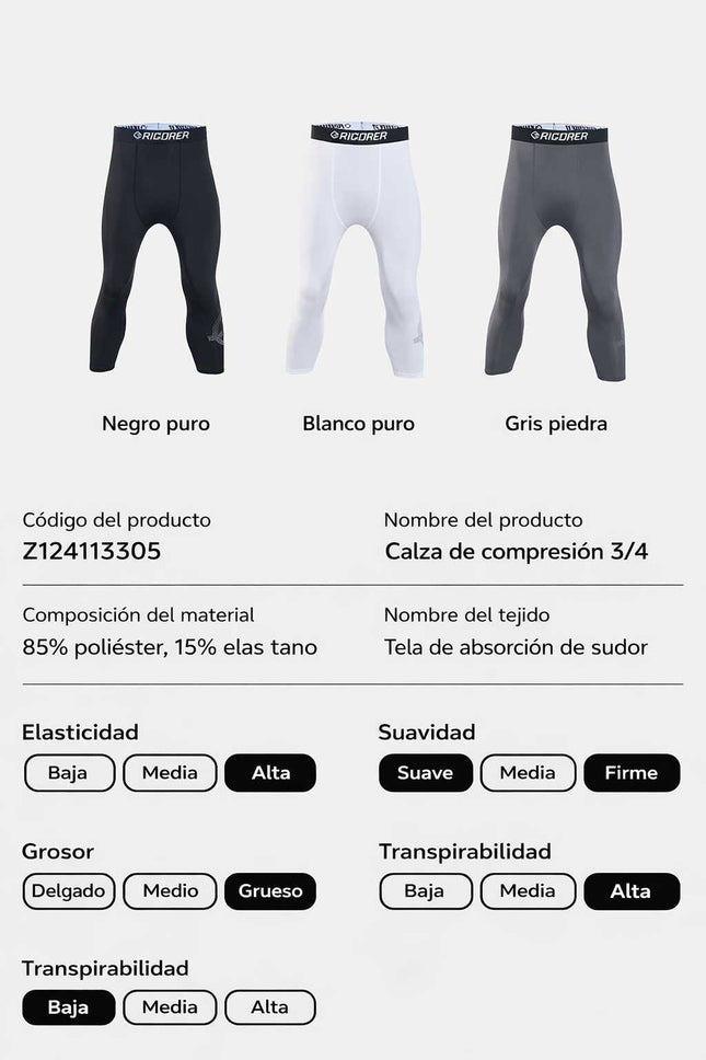 pantalon compresión 3/4 color blanco